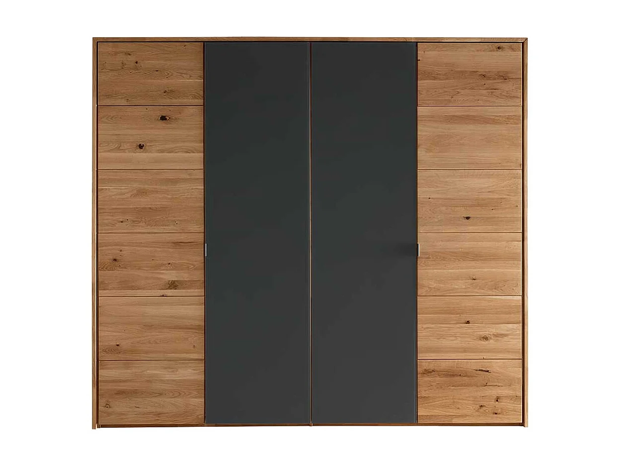Kleiderschrank Wildeiche geölt Glas Anthrazit 219 cm hoch 245 cm breit