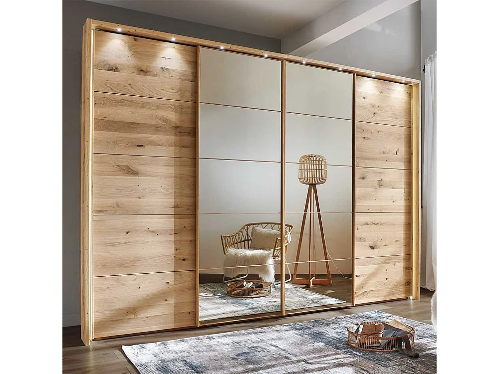 Spiegel Kleiderschrank mit Schwebetüren Passepartout mit LED