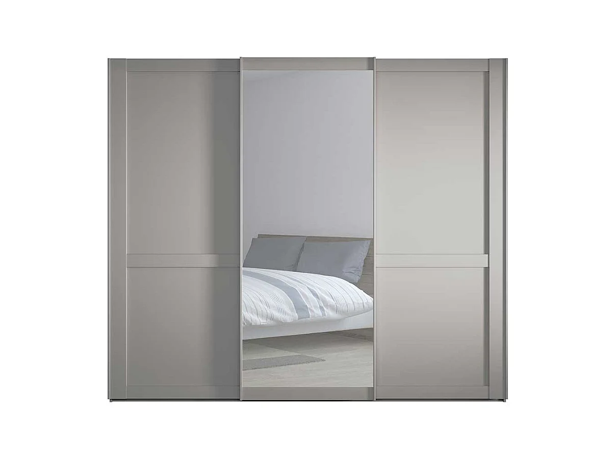 Kleiderschrank mit Schiebetüren in Hellgrau 217 cm hoch