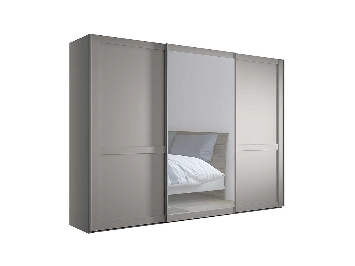 Kleiderschrank mit Schiebetüren in Hellgrau 217 cm hoch
