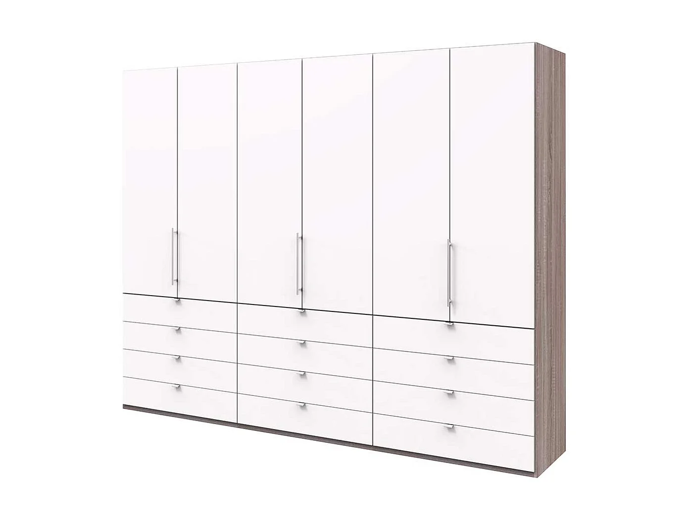 Gleittüren Kleiderschrank in Weiß Eiche Trüffelfarben viele Schubladen