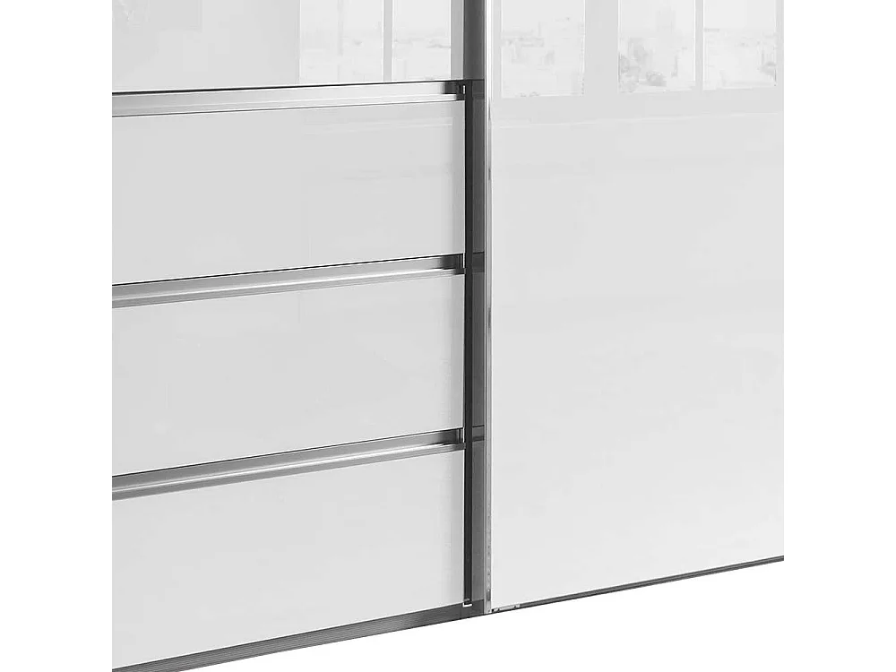 Schwebetürenkleiderschrank in Weiß und Trüffelfarben Made in Germany