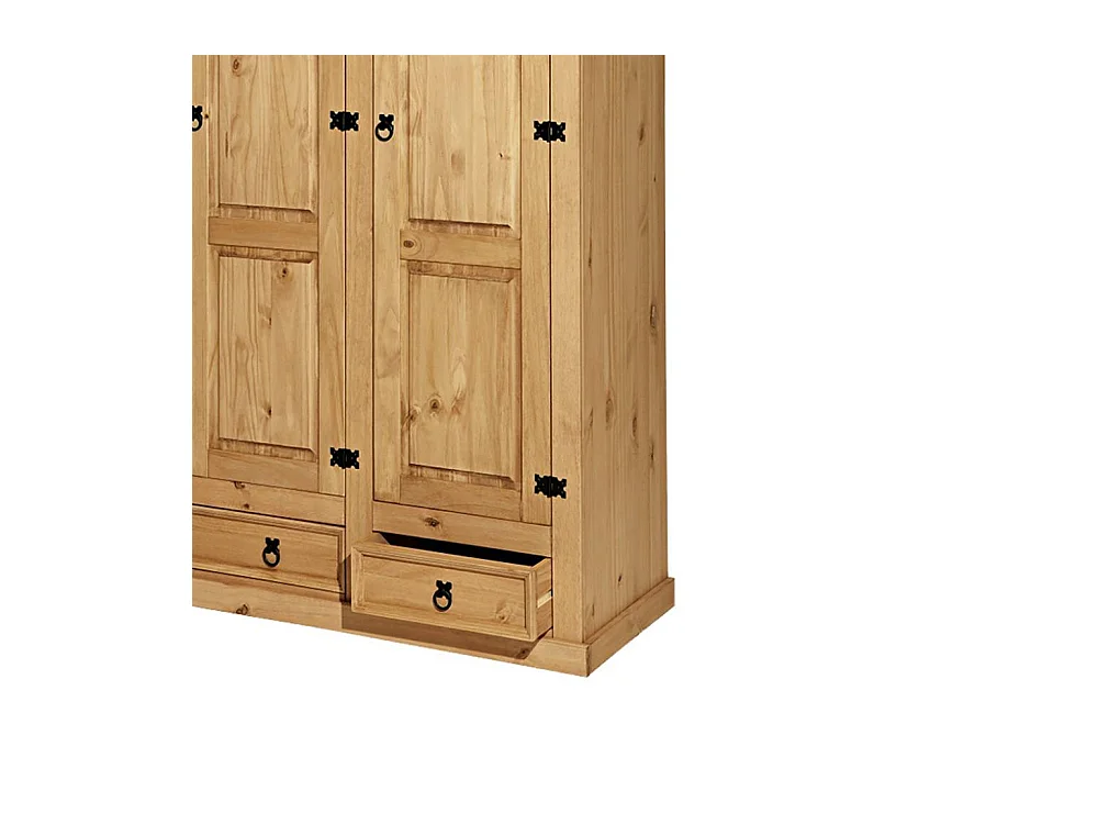 Massivholzkleiderschrank Drehtürenschrank mit zwei Schubladen 3 türig