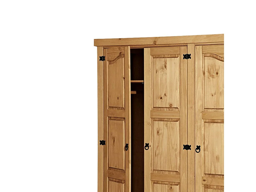 Massivholzkleiderschrank Drehtürenschrank mit zwei Schubladen 3 türig