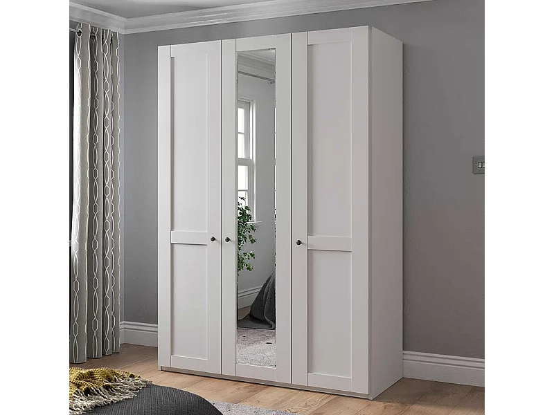 Kleiderschrank modern Country in Weiß 150 cm breit - 216 cm hoch