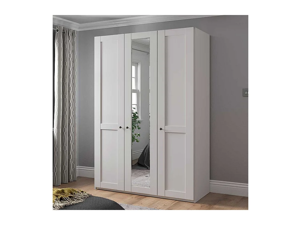 Kleiderschrank modern Country in Weiß 150 cm breit - 216 cm hoch