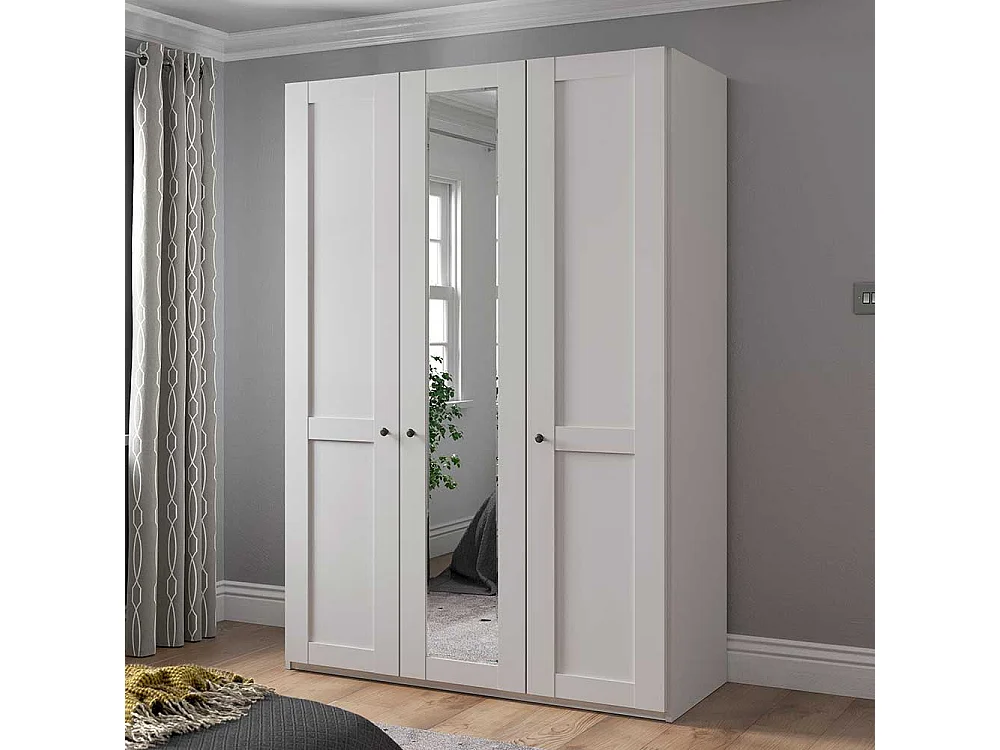 Kleiderschrank modern Country in Weiß 150 cm breit - 216 cm hoch