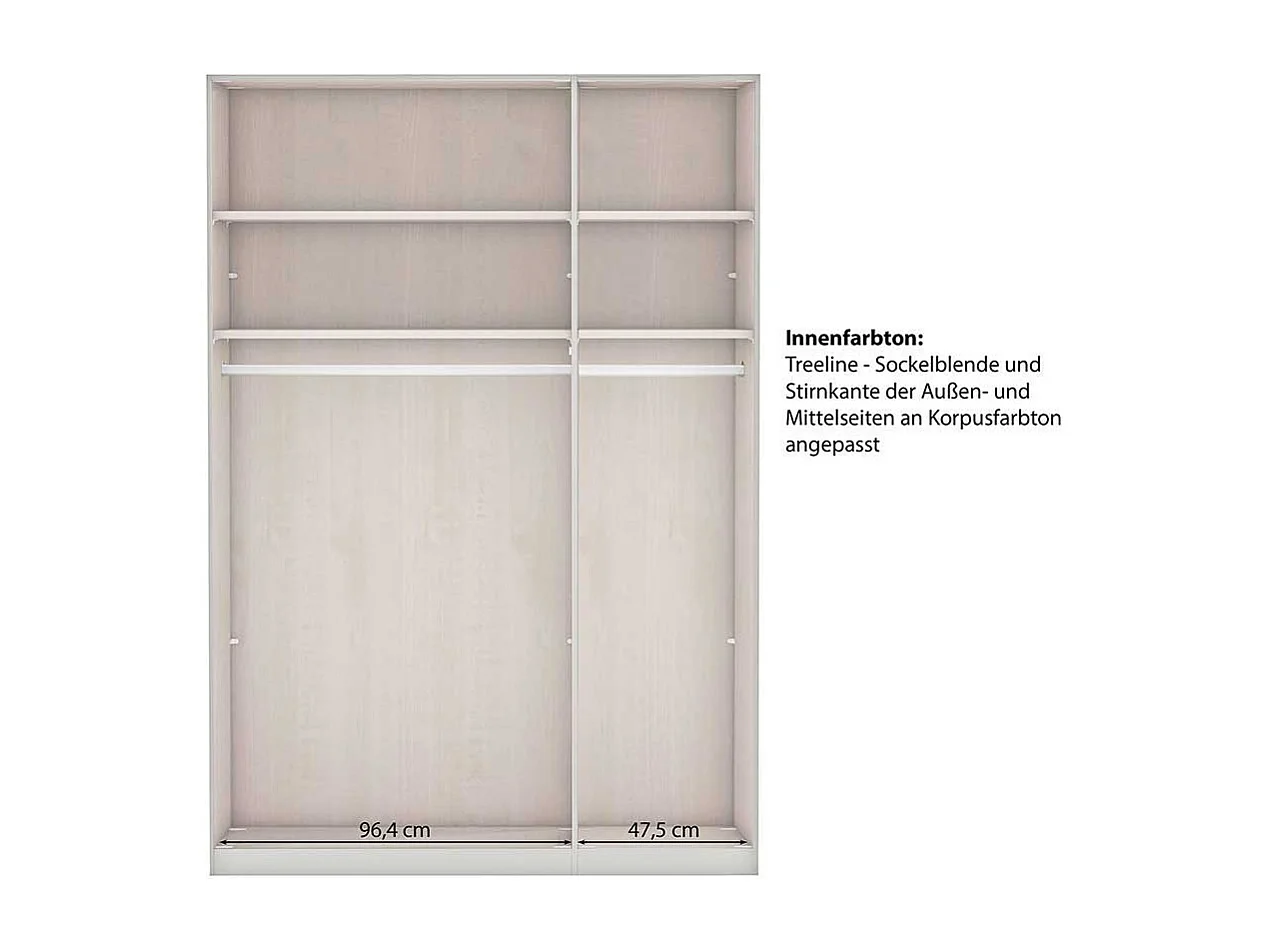 Kleiderschrank modern Country in Weiß 150 cm breit - 216 cm hoch