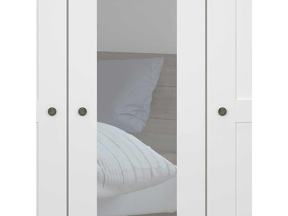 Kleiderschrank modern Country in Weiß 150 cm breit - 216 cm hoch