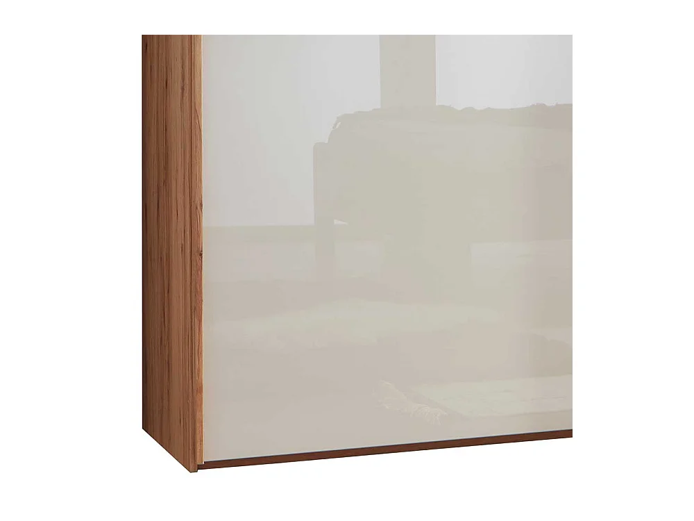 Schiebetüren Kleiderschrank in Beige Glas beschichtet Astkernbuche