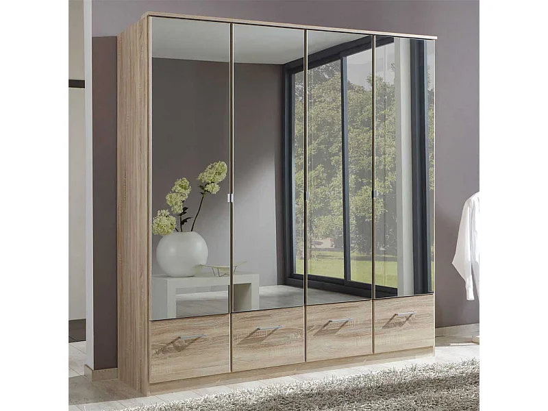 Schlafzimmerschrank in Eiche Sägerau Spiegeltür