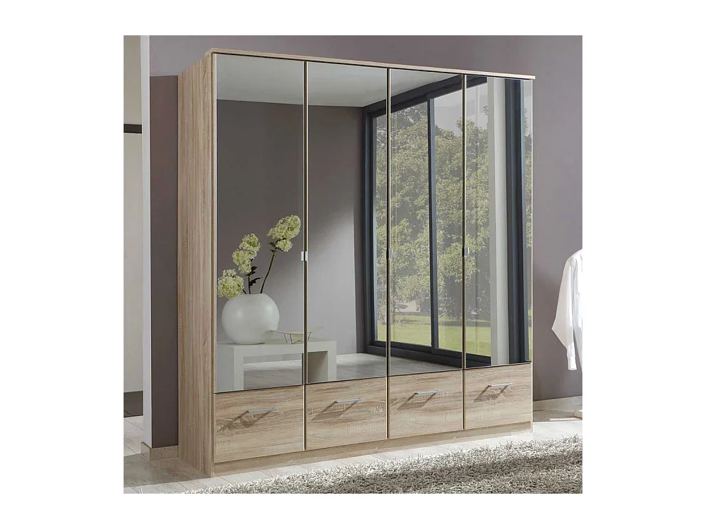 Schlafzimmerschrank in Eiche Sägerau Spiegeltür