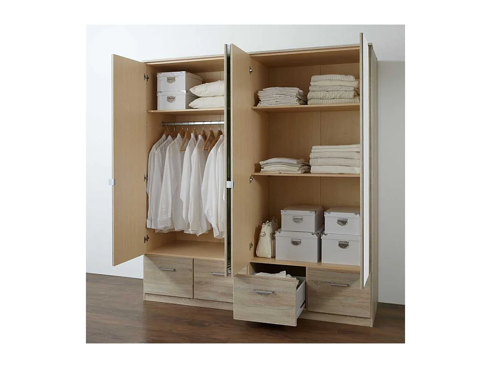 Schlafzimmerschrank in Eiche Sägerau Spiegeltür