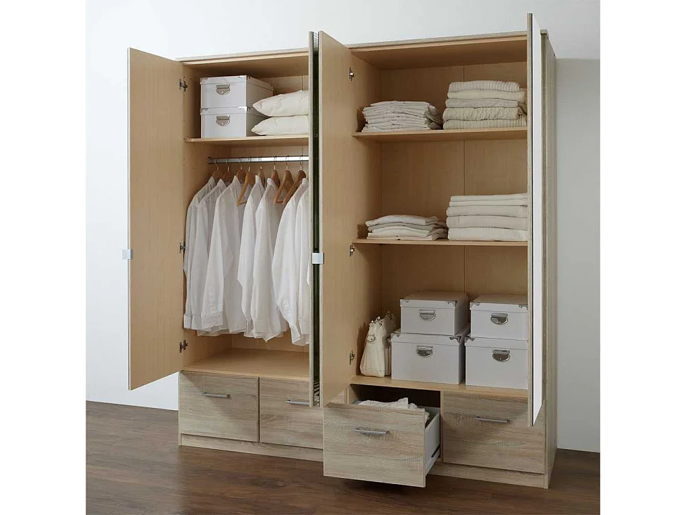 Schlafzimmerschrank in Eiche Sägerau Spiegeltür