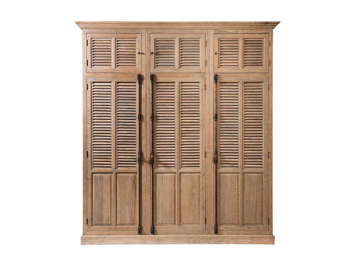 Landhaus Kleiderschrank mit Lamellentüren Eiche
