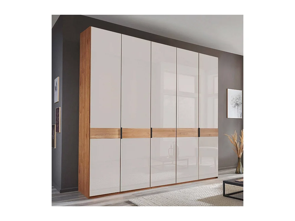 Drehtürenschrank Schlafzimmerschrank in Weiß und Erlefarben