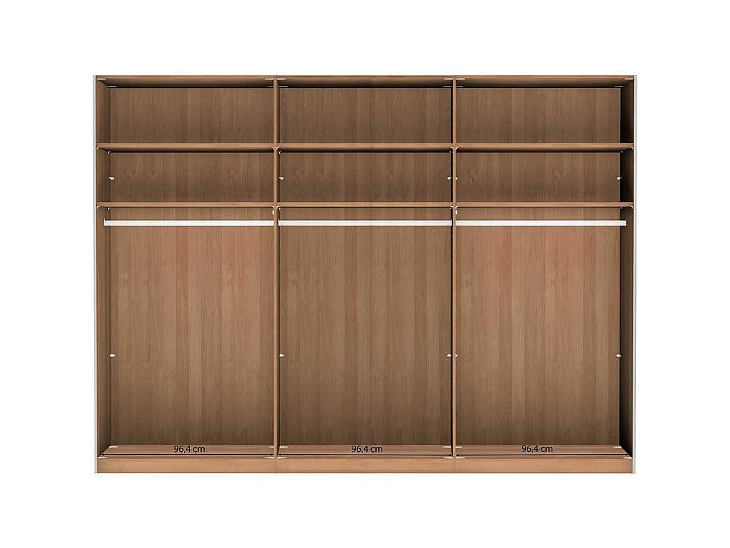 Schwebetuerenschrank in Eiche Bianco Beige Glasfront