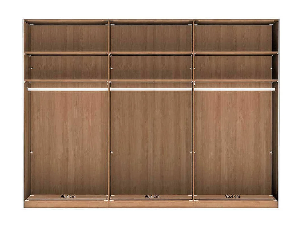 Schwebetuerenschrank in Eiche Bianco Beige Glasfront