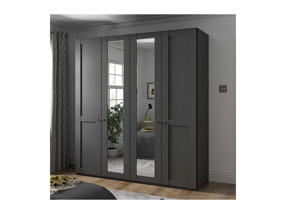 Schlafzimmerschrank mit Spiegeltüren in Dunkelgrau 200 cm breit