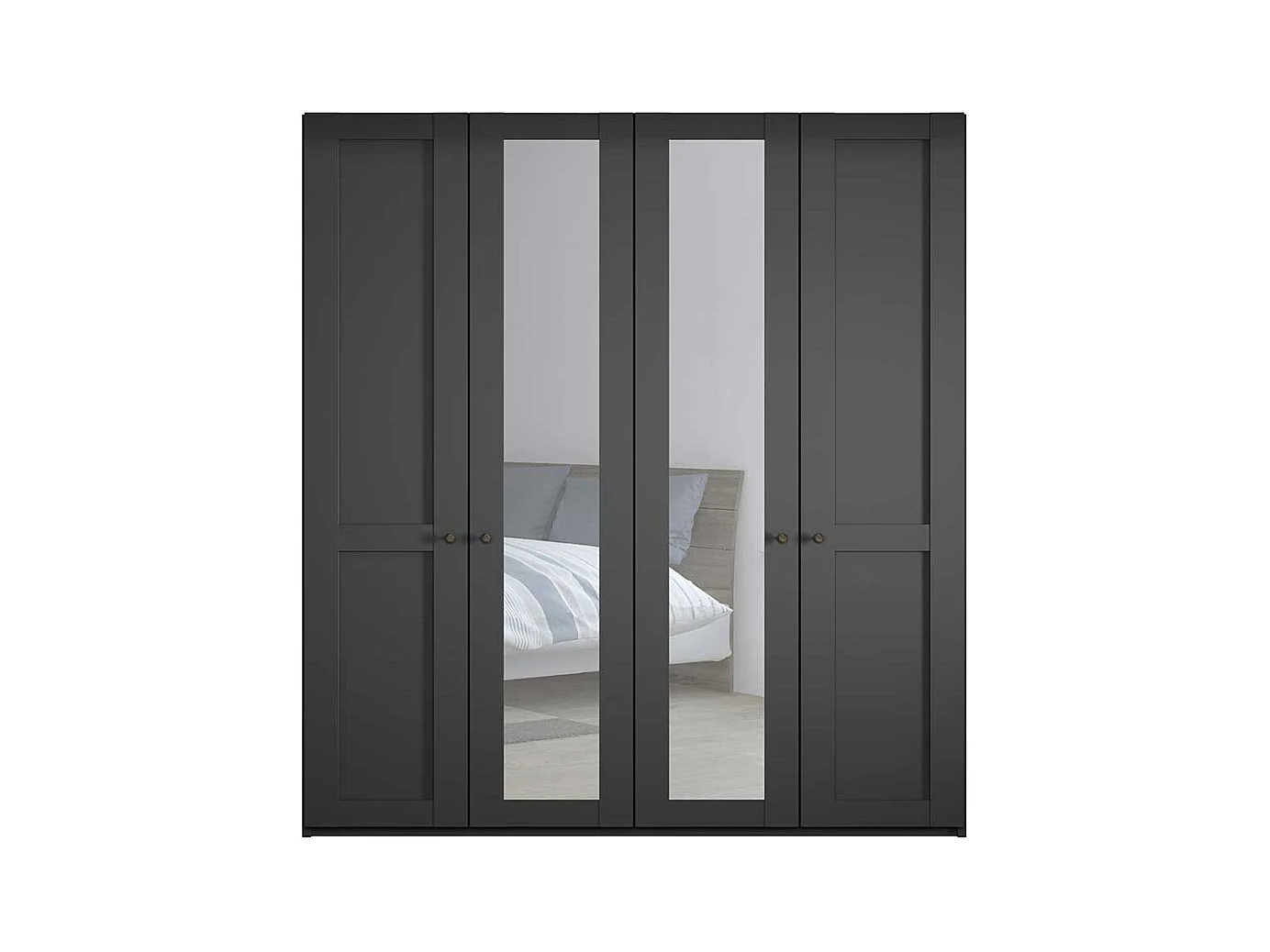 Schlafzimmerschrank mit Spiegeltüren in Dunkelgrau 200 cm breit