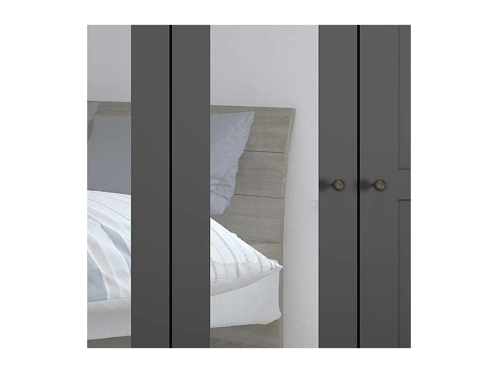 Schlafzimmerschrank mit Spiegeltüren in Dunkelgrau 200 cm breit