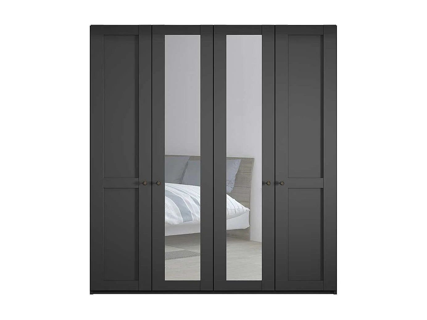 Schlafzimmerschrank mit Spiegeltüren in Dunkelgrau 200 cm breit