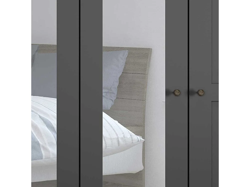 Schlafzimmerschrank mit Spiegeltüren in Dunkelgrau 200 cm breit