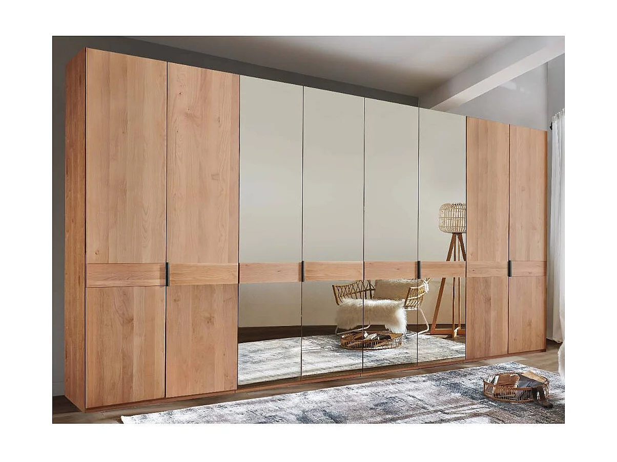 Spiegelkleiderschrank Schlafzimmerschrank teilmassiv mit Drehtüren