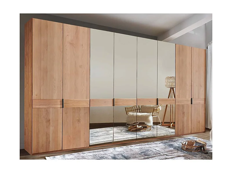 Spiegelkleiderschrank Schlafzimmerschrank teilmassiv mit Drehtüren