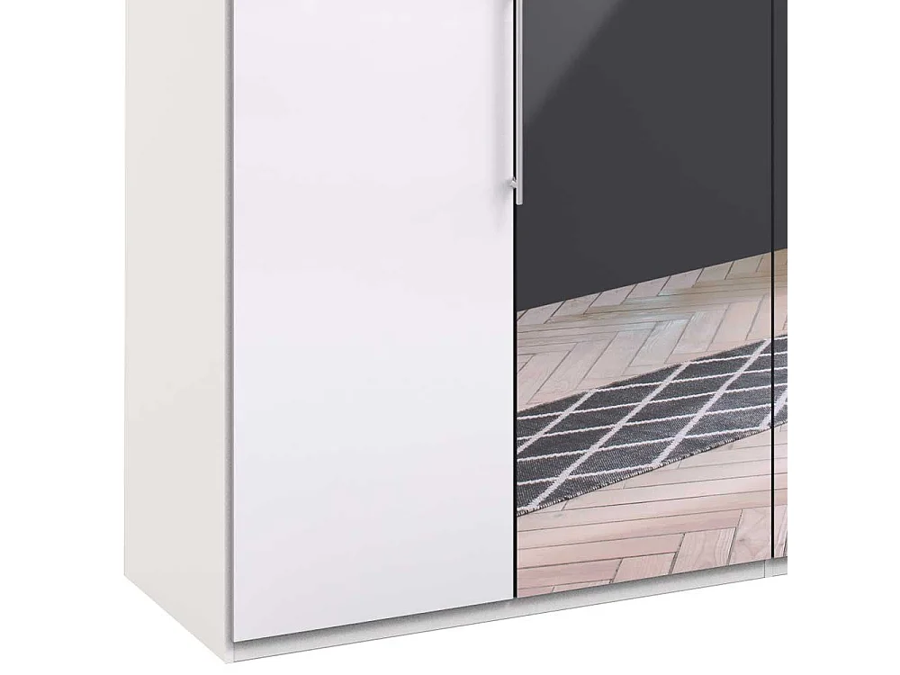 XL Falttürenschrank mit Spiegel Weiß