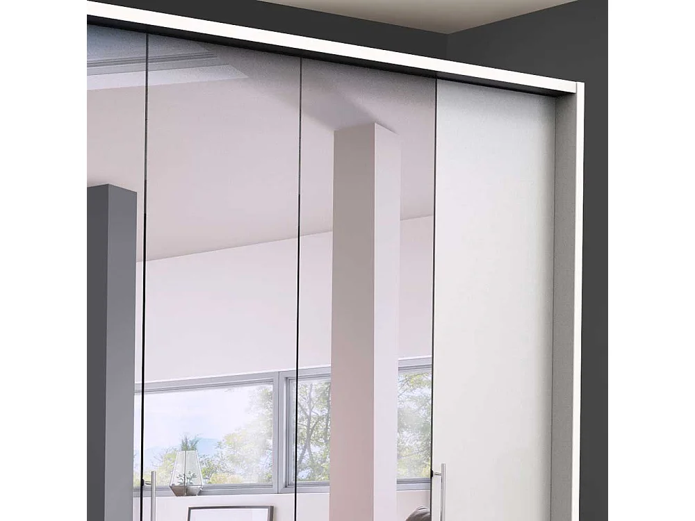 XL Falttürenschrank mit Spiegel Weiß