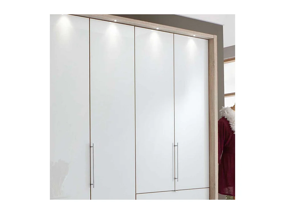 Schlafzimmerschrank mit Panorama Gleittüren Weiß Eiche