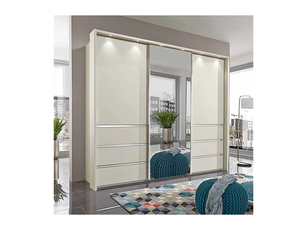 Schiebetüren Kleiderschrank in Beige Spiegeltür