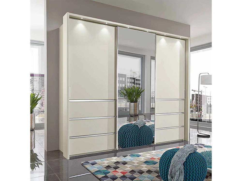 Schiebetüren Kleiderschrank in Beige Spiegeltür