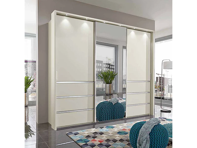 Schiebetüren Kleiderschrank in Beige Spiegeltür