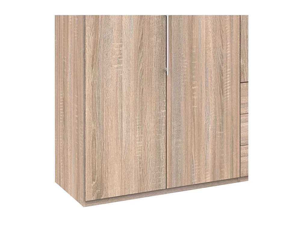 Falttüren Kleiderschrank in Eiche Sägerau mit Schubladen