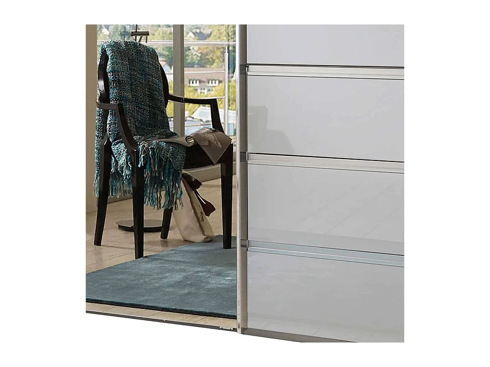 Kleiderschrank 3 Schwebetüren mit sechs Schubladen Weiß