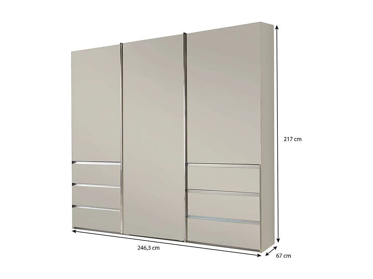 Kleiderschrank Champagnerfarben in modernem Design 250 cm breit