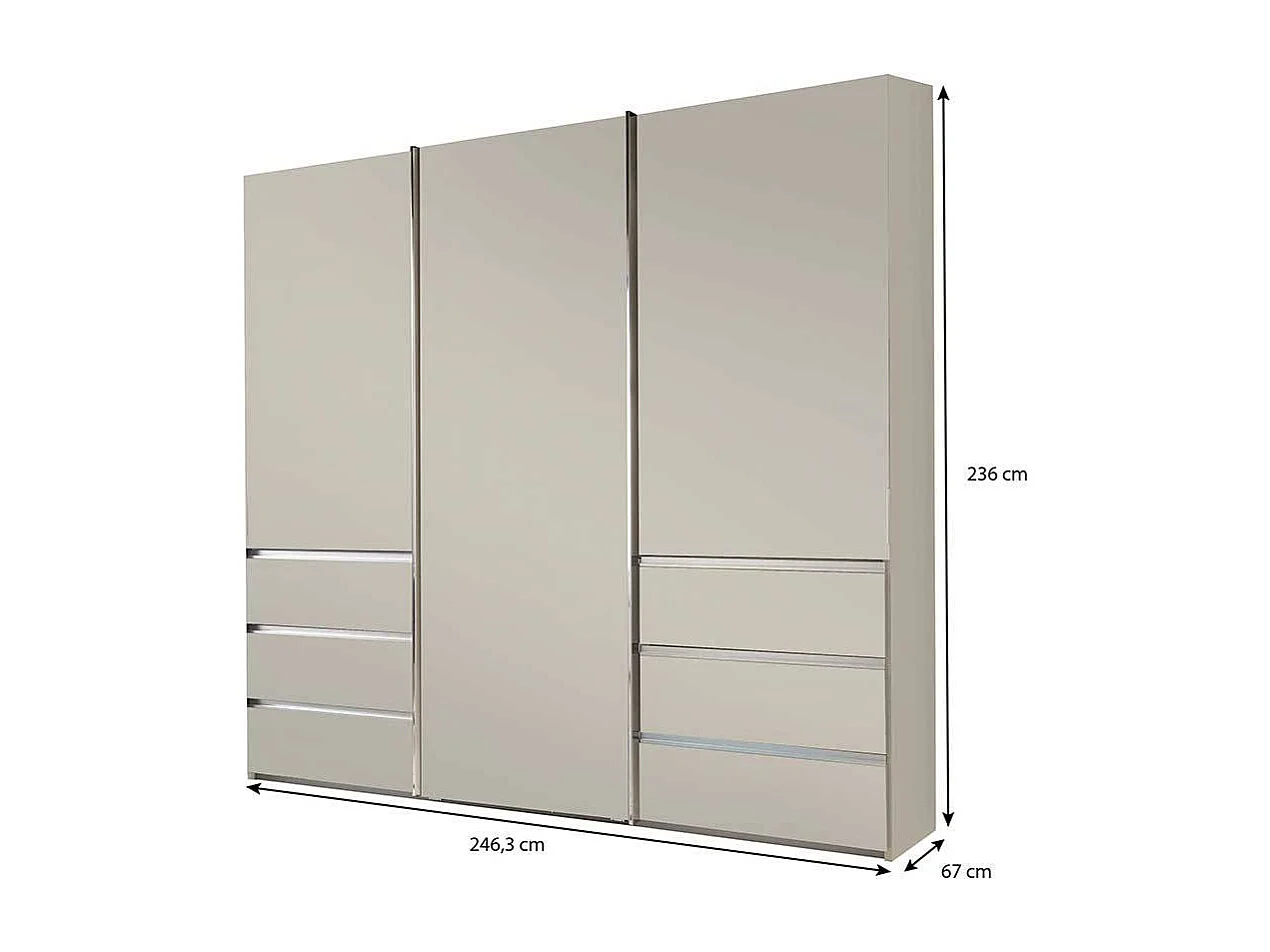Kleiderschrank Champagnerfarben in modernem Design 250 cm breit
