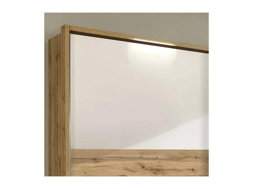 Schwebetürenschrank in Weiß Eiche modern