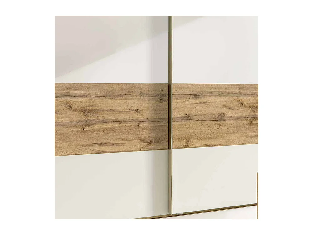 Schwebetürenschrank in Weiß Eiche modern