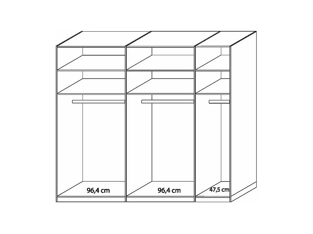 Schwebetürenschrank in Weiß Eiche modern