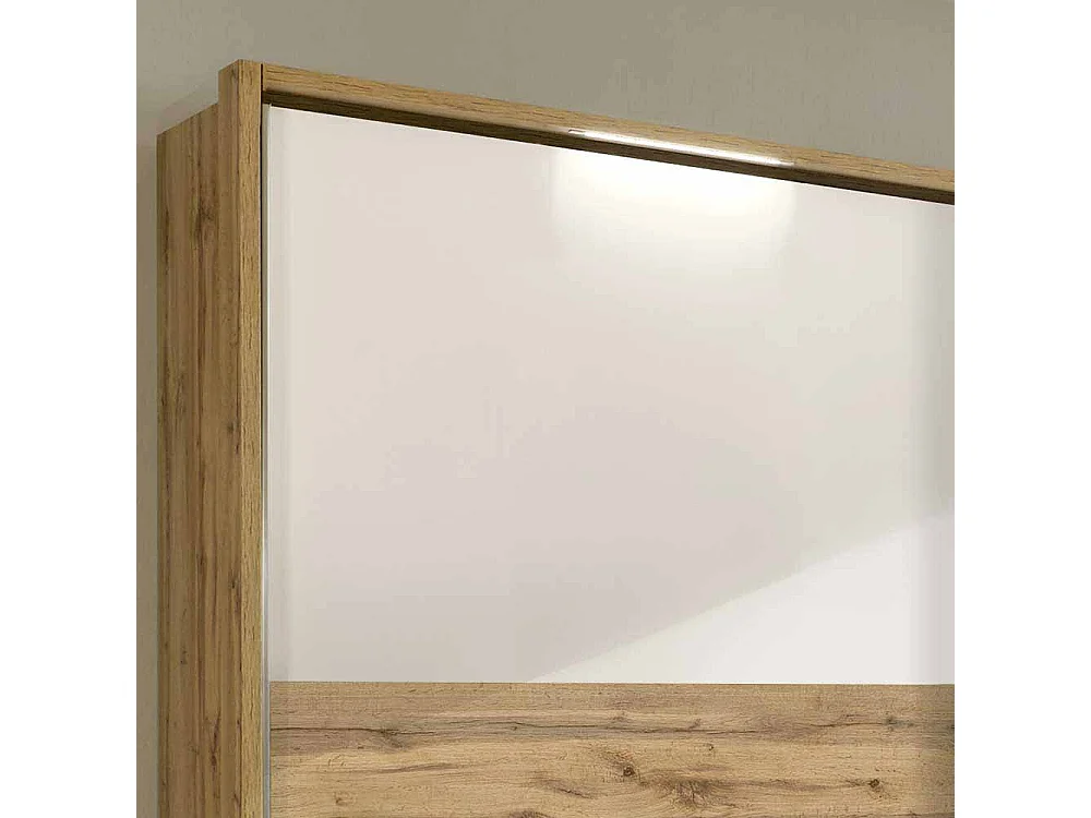 Schwebetürenschrank in Weiß Eiche modern