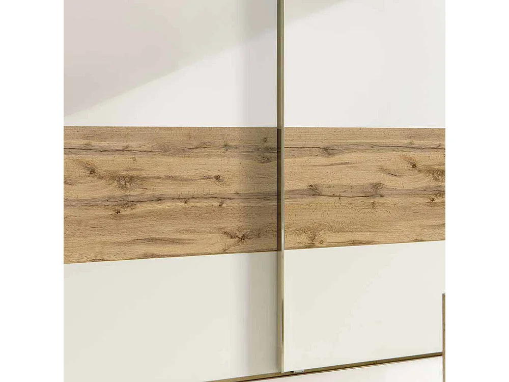 Schwebetürenschrank in Weiß Eiche modern