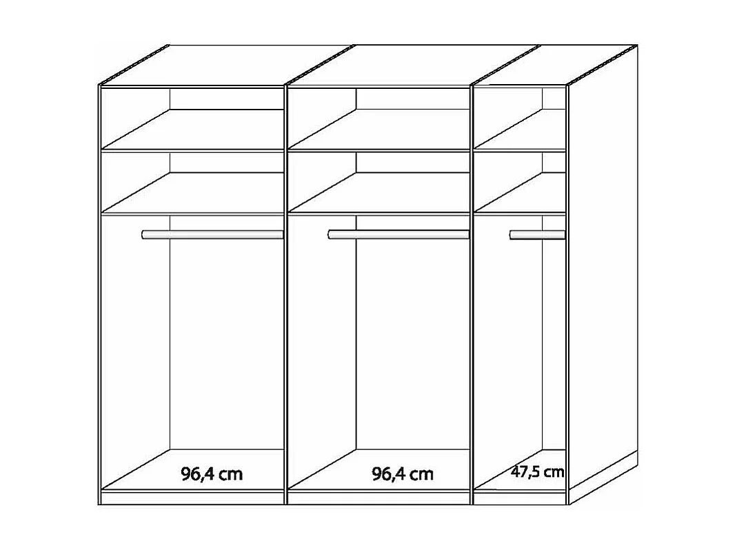 Schwebetürenschrank in Weiß Eiche modern