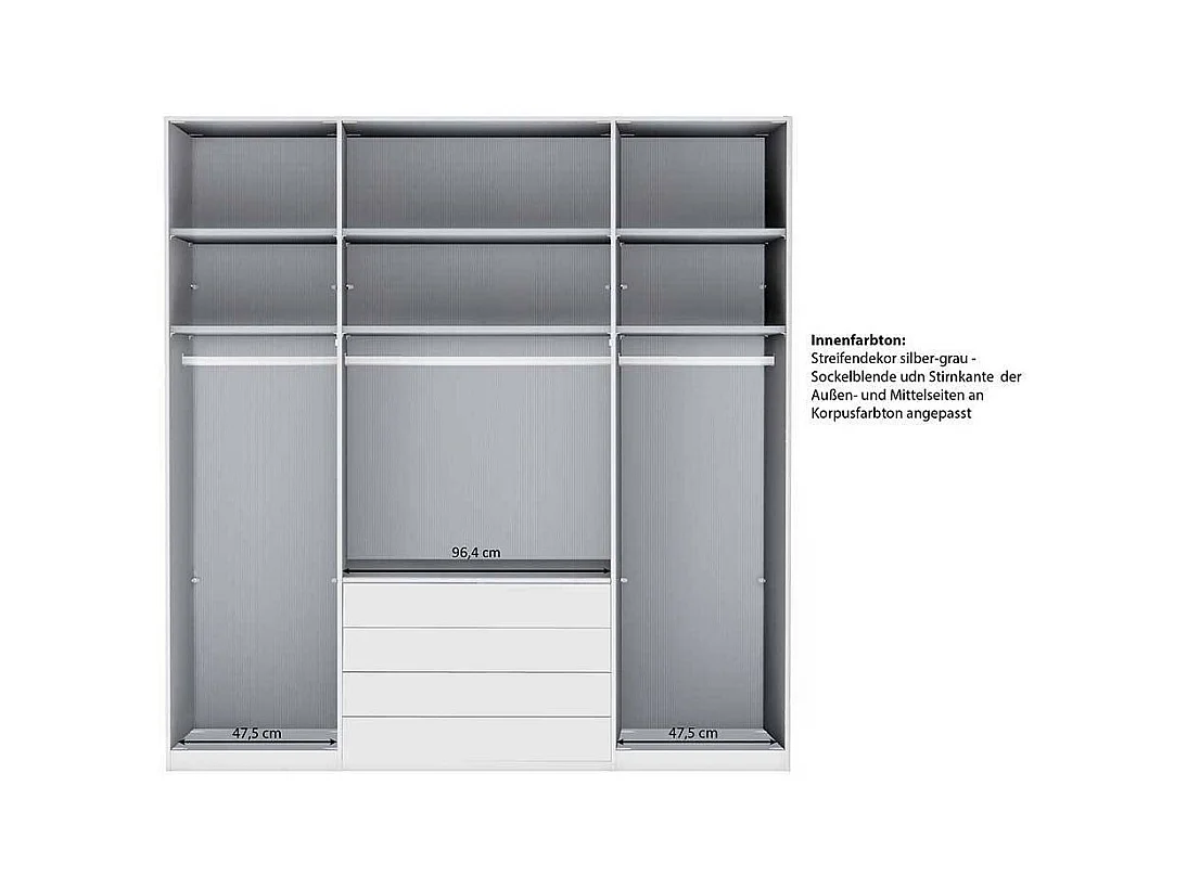 Kleiderschrank Schlafzimmerschrank mit vier Schubladen Made in Germany