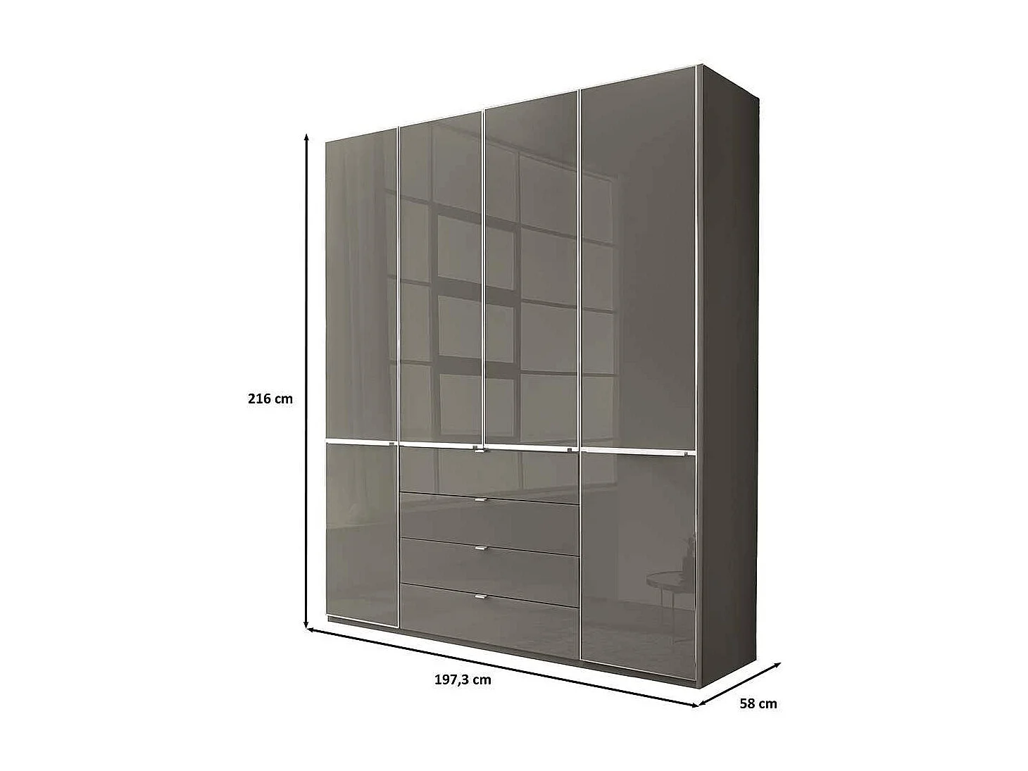 Kleiderschrank Schlafzimmerschrank mit vier Schubladen Made in Germany
