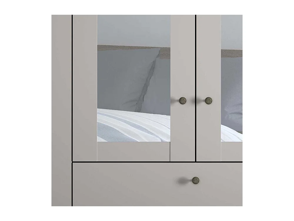 Kleiderschrank hellgrau Landhaus 300 cm breit Spiegeltüren