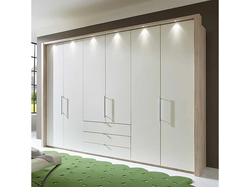 Falttüren Kleiderschrank in Weiß Eiche Sägerau