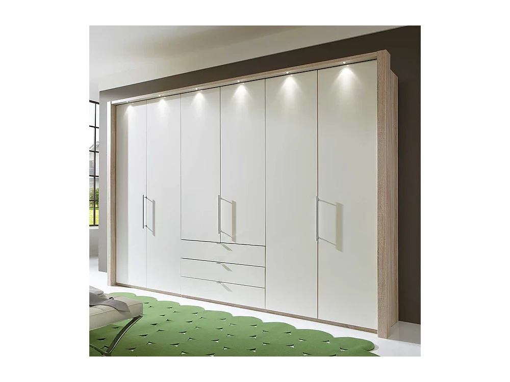 Falttüren Kleiderschrank in Weiß Eiche Sägerau